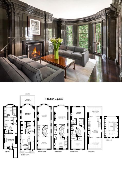 Kitchen Ideas Townhouse, Luxury Townhouse Floor Plans, London Townhouse Floorplan, Brownstone Floor Plan, Townhouse Floor Plan, Nyc Townhouse, Luxury Townhouse, Mansion Floor Plan, Townhouse Designs