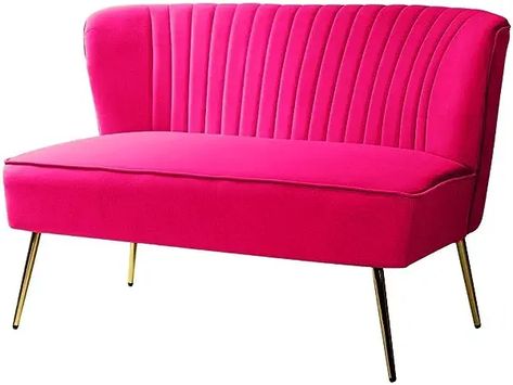 Amazon.com : hot pink sofa Small Loveseat, Tufted Loveseat, Velvet Loveseat, Salon Suites, Couch And Loveseat, Armless Loveseat, Armless Sofa, Loft Living, Tufted Cushion