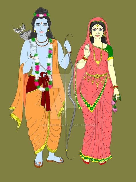 Lord Rama and Goddess Sita by Madhuchhanda on DeviantArt Sia Ram, Ram Sita Image, Goddess Sita, Lord Sri Rama, South Indian Wedding Hairstyles, Bal Hanuman, साईं बाबा, Ram Sita, Rama Image