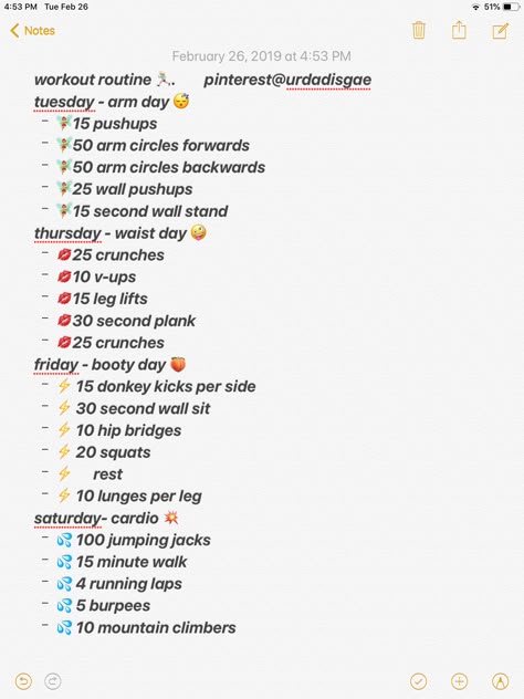 bad bitch workout routine 🤪 Daily Workout Routine At Home, Gym Workouts Notes, Notes App Workout Plan, Rubi Rose Workout Routine, Aesthetic Workout Routine Notes, Workouts List Notes, Workout Routine Notes, Notes Workout Routine, Workouts Notes App