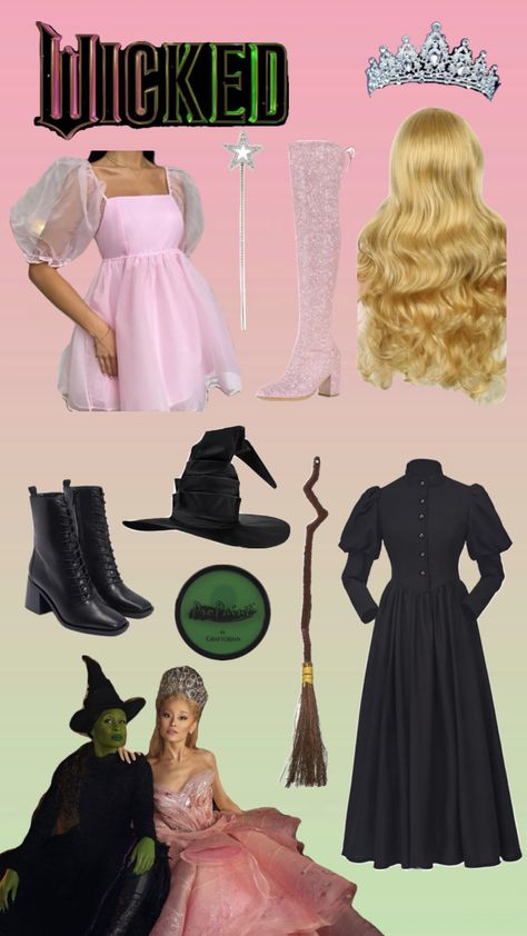 Friend Duo Halloween Costume 2024: Elphaba and Glinda #wicked #glinda #elphaba #halloween #halloweencostume #arianagrande #cynthiaerivo Glinda Halloween, Elphaba Costume, Glinda Costume, Friend Duo, Glinda Wicked, Wicked Glinda, Wicked Costumes, Elphaba And Glinda, Wicked Musical