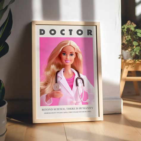 Download your files post-purchase here: https://www.etsy.com/your/purchases 🌺 Barbie DOCTOR Print - Doctor Barbie Wall Print, Inspirational Girly Wall Art, Gift for Mom, Office Decor, Pink Doctor Gift, Barbie Poster  🌺 💅 💘 👠Bring a touch of elegance and inspiration to any room with our 'Doctor' Barbie Wall Print. This chic and stylish poster features the iconic Barbie in a stunning design, perfect for adding a girly charm to your space. It's an ideal gift for daughters, friends, or any Barbie enthusiast in your life. This Barbie digital print not only adds a splash of color and fashion to your room but also serves as a daily motivational reminder to believe in oneself. It's perfect for college dorms, bedrooms, or any space that could use a bit of inspiration and glamour. Add this Barb This Barbie Is A Doctor, Pink Doctor, Office Decor Pink, Doctor Barbie, Doctor Poster, Nurse Barbie, Mom Office, Barbie Painting, Barbie Poster