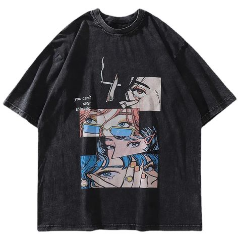 Unique Streetwear, Desain Ui, Loose Fit Blouse, Oversize Casual, Streetwear Men, Shirts For Teens, Four Season, Streetwear Clothing, Anime Eyes