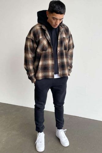 Men's 2024 Jacket & Hoodie Combos: Elevate Your Style with These 17 Looks Flannel With Hoodie Outfit, Flannel And Sweatpants Outfit, Flannel Over Hoodie Outfit, Flannel And Hoodie Outfit, Hoodie And Flannel Outfits Men, Winter Outfits Guys, Flannel Hoodie Outfit, Black Flannel Outfit Men, Flannel And Hoodie