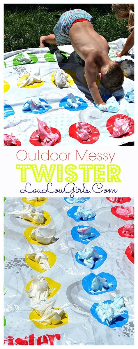 Shaving Cream Twister, Messy Twister, Camping Crafts Preschool, Outdoor Games For Toddlers, Messy Games, Messy Party, Summer Outdoor Games, Toddler Party Games, Twister Game