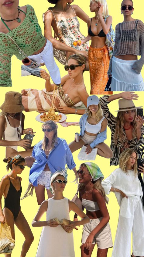 Beach Days Mood Board Ibiza Fashion Outfits, Pool Outfit, Pool Outfits, Pool Party Outfits, Ibiza Outfits, Europe Outfits, Outfit Collage, Ibiza Fashion, Beach Days