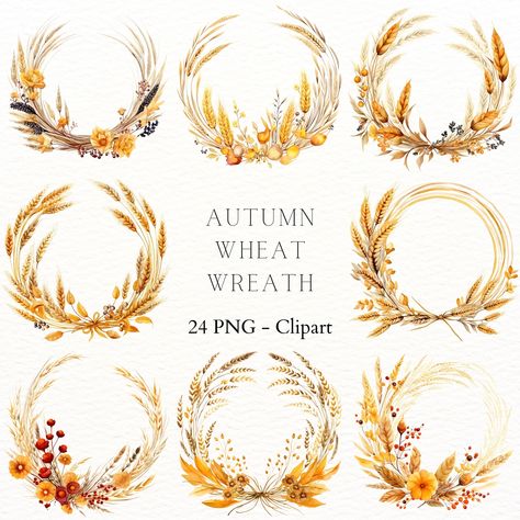 Watercolor Wheat Wreath Clipart Autumn Wreath for Scrapbooking Thanksgiving Decoration & Junk Journal Supplies https://digitalduskyrose.etsy.com/listing/1769385467 Embrace the spirit of autumn with our enchanting Watercolor Wheat Wreath Clipart! Perfect for scrapbooking, Thanksgiving decorations, and junk journal supplies, this delicate wreath captures the warm hues of fall. Add a touch of seasonal charm to your creative projects with this high-quality, digital download. Ideal for crafters,... Fall Motifs, Wheat Wreath, Wreath Clipart, Junk Journal Supplies, Journal Supplies, Fall Watercolor, Autumn Wreath, Wreath Watercolor, Autumn Wreaths