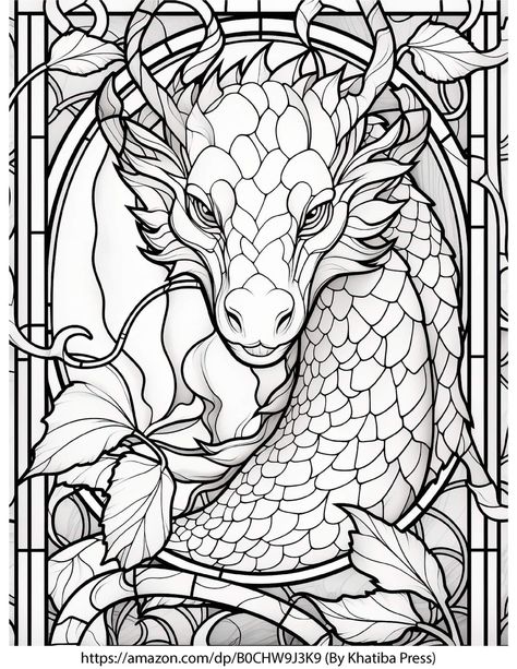 Simple Dragon Coloring Page, Dragon Mosaic Pattern, Stain Glass Coloring Pages, Dragon Stained Glass Art, Dragon Stained Glass Pattern, Coloring Pages Fantasy Art, Dragon Outline Drawing, Coloring Pages For Men, Dragon Colouring Pages