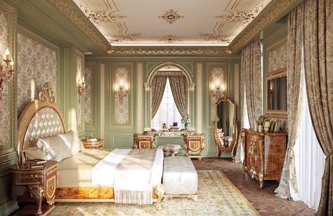 Big Victorian Bedroom, 1700s Bedroom, Victorian Mansion Bedroom, Regency Era Bedroom, Classic Room Bedroom, Bedroom Ideas Victorian, Victorian House Bedroom, 1800s Bedroom, Royal Bedrooms