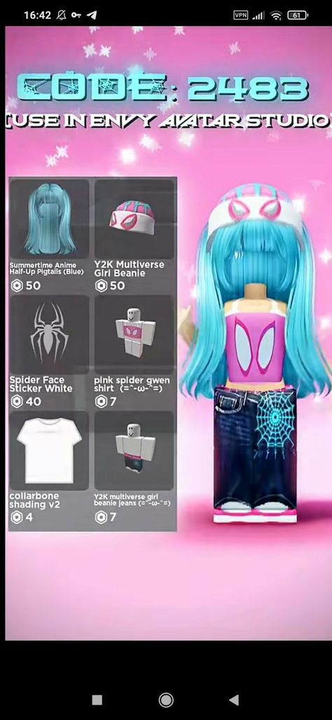 Spider Face, Avatar Studios, Girl Beanie, Spider Gwen, Face Stickers, Roblox Avatar, Roblox Codes, Avatar, Girl Outfits