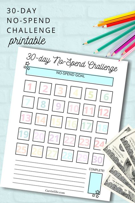 Free 30-Day No-Spend Challenge Printable - this cute rainbow printable is the perfect way to track your no-spend challenge progress! #nospend #nospendchallenge #budgetingprintable #nospendprintable #budgeting #nospendchallengprintable #carrieelleprintable Budget Binder Printables, No Spend, Free Printables Organization, No Spend Challenge, Challenge Tracker, Pretty Rainbow, Journal Challenge, Tracker Template, Meal Planning Printable