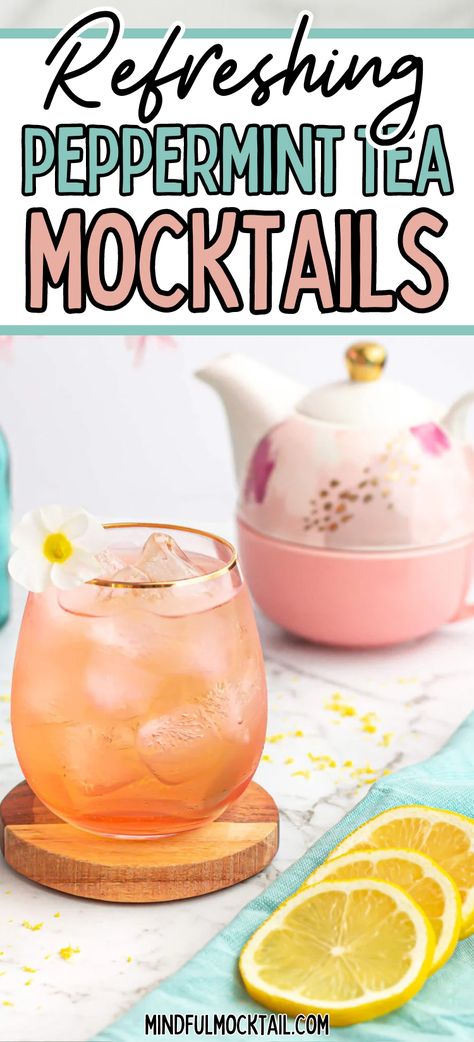 Tea Mocktails Non Alcoholic, Tea Mocktail Drink Recipes, Spearmint Tea Recipe, Mint Mocktail, Sleepy Time Tea Mocktail, Easy Iced Tea Recipes, Cucumber Mint Mocktail, Cucumber Mint Mocktail Recipe, Mocktails Non Alcoholic Tonic Water