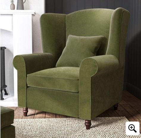 Wood Tv Unit, Velvet Wingback Chair, Olive Green Velvet, Velvet Footstool, High Back Armchair, Blue Velvet Sofa, Green Armchair, Wingback Armchair, Storage Footstool