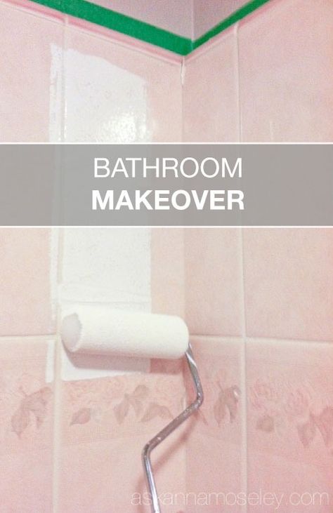 Ugly Bathroom, Outdated Bathroom, Painting Bathroom Tiles, Bathroom Projects, Interior Minimalista, Bathroom Redo, Bathroom Update, Diy Remodel, Pink Bathroom