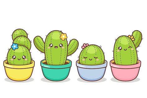 Cute different expression cactus in colo... | Premium Vector #Freepik #vector #funny-cartoon #funny-character #cartoon-mascot #mascot-character Cute Cactus Drawing Kawaii, Cactus Cartoon Cute, Cactus Cartoon, Baby Cactus, Plant Cartoon, Cactus Clipart, Calendar Design Template, Cactus Drawing, Homemade Stickers