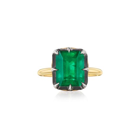 Signed Fred Leighton Emerald Cut Emerald Collet Ring | Fred Leighton Fred Leighton Jewelry, Fred Leighton, Diamond Engagement Rings Cushion, Vintage Elements, Fine Ceramic, Bridal Engagement Rings, Silver Tops, Ceramic Jewelry, Contemporary Jewelry