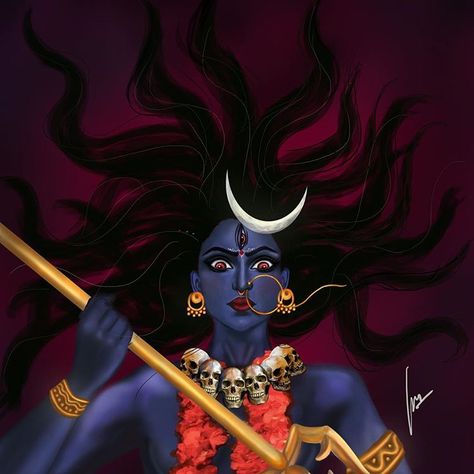 Jagriti Mishra on Instagram: “This one is my favourite form , dark as the night fierce and the most powerful #chamunda #day7 #kaali #navratri #darkgoddess #spirituality…” Kaali Maa, Durga Maa Paintings, Goddess Magick, Maa Durga Image, Indian Goddess Kali, Simpsons Drawings, Kali Ma, Kali Mata, Durga Painting