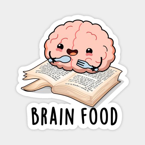 Brain Food Cute Anatomy Pun features a cute brain reading his favorite book. Perfect pun gift for family and friends who love cute brain puns. -- Choose from our vast selection of magnets to match with your desired size to make the perfect custom magnet. Pick your favorite: Movies, TV Shows, Art, and so much more! Available in two sizes. Perfect to decorate your fridge, locker, or any magnetic surface with. Cute Study Illustration, Cute Brain Illustration, Cute Brain Drawing, Brain Puns, Cute Anatomy, Brain Psychology, Anatomy Puns, Book Puns, Kosmetyki Mary Kay