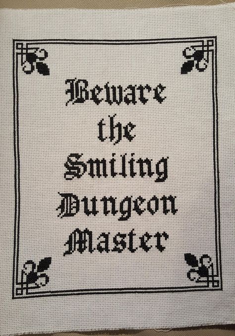 Dnd Room, Dnd Crafts, Geek Crafts, Christmas Idea, Dungeon Master, Stitching Art, Cross Stitching, Pen And Paper, Cross Stitch Designs