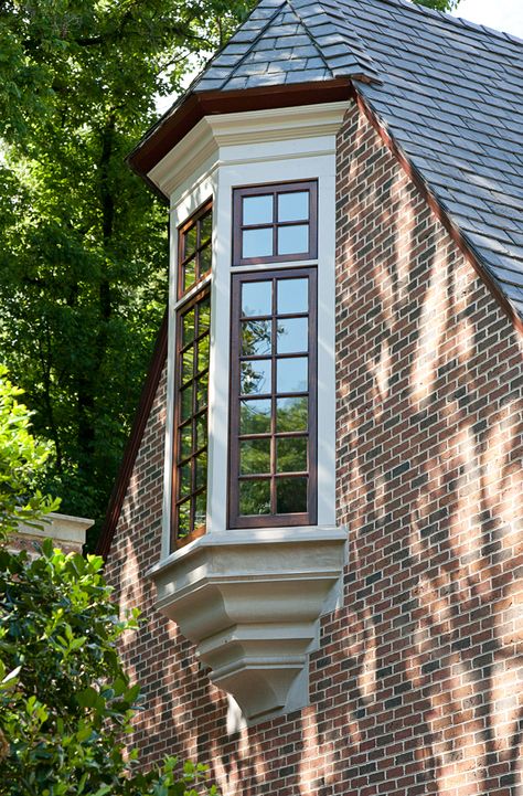 Tudor Manor - William T. Baker | Award-Winning Classical Residential Designer Bay Window Exterior, Window Bay, Bay Window Design, Bow Windows, Tudor Manor, English Tudor Homes, Landscape Architecture Portfolio, Window Architecture, Green Windows