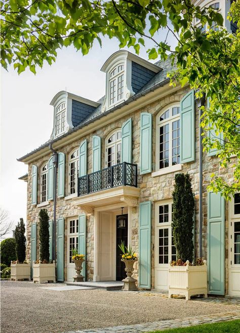 FRENCH COUNTRY RESIDENCE Colonial Mansion Exterior, French Chateau House Plans, Modern French Country Exterior, French Country Architecture, Types Of Houses Styles, Country Chateau, Chateau House Plans, French Manor House, French Country Manor