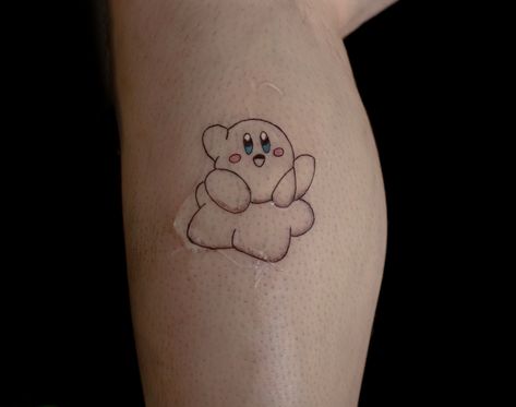 Kirby Star Tattoo, Kirby Tattoo Ideas Black, Kirby Tattoo Black And White, Kirby Tattoo Black, Wii Tattoo, Kirby Tattoo, Nerd Tattoos, Umbrella Tattoo, Tattoos 2024