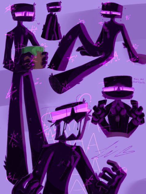 Enderman Fanart Cute, Enderwoman Fanart, Endermen Fan Art, Skulk Minecraft, Minecraft Enderman Art, Minecraft Enderman Fanart, Human Enderman, Enderman Pfp, Ender Dragon Fanart