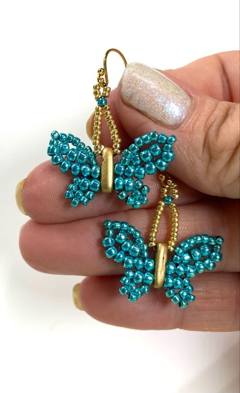 Beaded Patterns Free, Diy Beaded Earrings Tutorials Free Pattern, Seed Bead Earrings Tutorial Free Pattern, Beaded Earrings Tutorials Step By Step, How To Make Beaded Earrings Tutorials, Beaded Butterfly Patterns, How To Make Beaded Earrings, Beadwork Patterns Free Seed Bead Tutorials, Beaded Earrings Patterns Tutorial