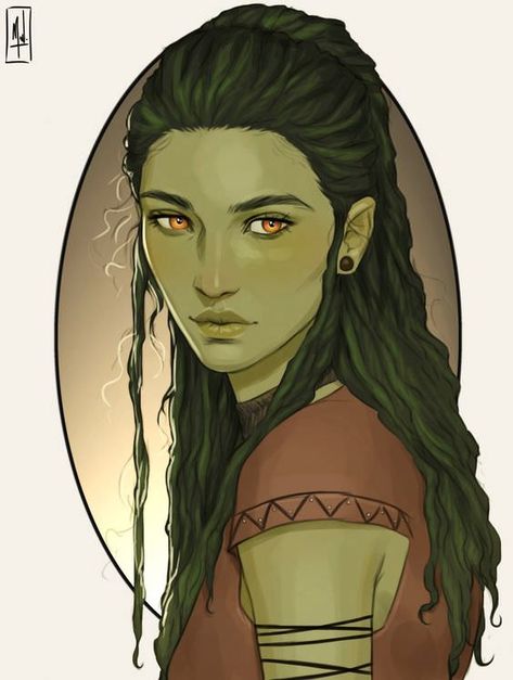 Character images for my dungeons and dragons characters (mostly females) - Album on Imgur Green Skin Character Art, Green Skinned Characters, Green Skin Character, Orc Art, Drawing Hairstyles, Character Images, Green Skin, Dungeons And Dragons Characters, Dnd Art