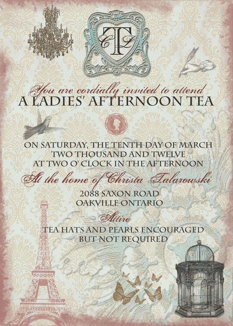 Vintage Tea Party Bridal Shower, Tea Party Bridal Shower Invitations, Vintage High Tea, Vintage Tea Parties, Valentine Tea, Tea Hats, Tea Party Bridal, Bridal Tea Party, High Tea Party