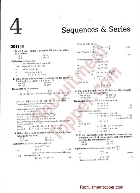 NDA Maths Previous Years Questions with Solutions Sequence and Series #NDA #Maths #NDAMaths #NDAMathsPapers #NDAMathsPreviousPapers #NDAMathsPreviousPapersDownload Reasoning Activities, Math Formula Chart, Sequence And Series, Abacus Math, Cool Math Tricks, Ssc Cgl, Math Notes, Maths Solutions, Previous Year Question Paper