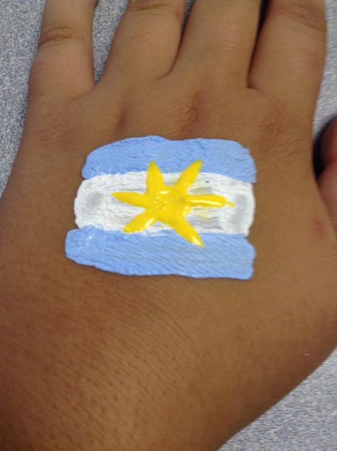 Go Argentina!!!!!!!!!! DIY face paint: 1 part lotion + 2 parts acrylic paint Argentina Face Paint, Spirit Face Paint, School Spirit Face Paint, High School Spirit, Diy Face Paint, School Spirit, Acrylic Paint, Puerto Rico, Face Paint