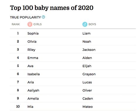 BabyCenter Releases Top 100 Baby Names of 2020 Top 100 Girl Names, Popular Baby Boy Names, Baby Animal Art, Names For Girls, Popular Baby Names, Reigning Champ, Baby Center, Baby Boy Names