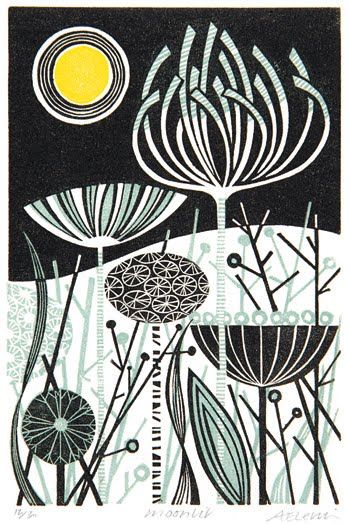 grounded design: Botanicals for the Green Revolution: The Prints of Angie Lewin Angie Lewin, Linocut Printmaking, Dandelion Designs, Seed Heads, Linocut Art, Art Japonais, Wood Engraving, Lino Print, Woodblock Print