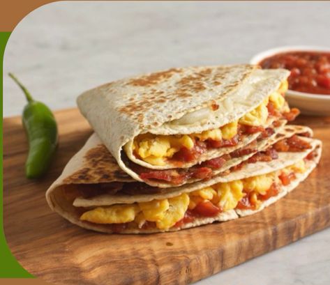 Perfect Fold Breakfast Quesadilla - Ole Mexican Folded Breakfast Tortilla, Folded Tortilla Wrap Breakfast, Breakfast Quesadilla Videos, Folded Quesadilla Tiktok, Folded Breakfast Quesadilla, Quesadilla With Corn Tortilla, Breakfast Quesadilla Recipes, Breakfast Tortilla, Carb Counter