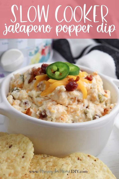 Slow Cooker Jalapeno Popper Dip with Bacon For Your Next Party Bacon Jalapeno Popper Dip Crockpot, Jalapeño Popper Dip In Crockpot, Crockpot Jalapeño Popper Dip, Slow Cooker Jalapeno Popper Dip, Jalepeno Popper Dip Slow Cooker, Jalepeno Popper Crockpot Dip, Crock Pot Jalapeno Popper Dip, Jalopena Popper Dip Crockpot, Jalapeno Popper Dip Crockpot