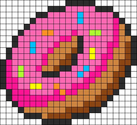 Sprinkles Donut Perler Perler Bead Pattern / Bead Sprite Pixel Art Minecraft, Modele Pixel Art, Fuse Bead Patterns, Art Perle, Perler Bead Templates, Graph Paper Art, Bead Sprite, Hama Beads Patterns, Diy Perler Beads