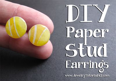 DIY Paper Stud Earrings {Video Tutorial} - Jewelry Tutorial Headquarters Colorful Stud Earrings, Earring Video, How To Make Leather, Free Jewellery Making Tutorials, Ring Jewellery Design, Paper Bead Jewelry, Jewerly Making, Paper Earrings, Earring Tutorial