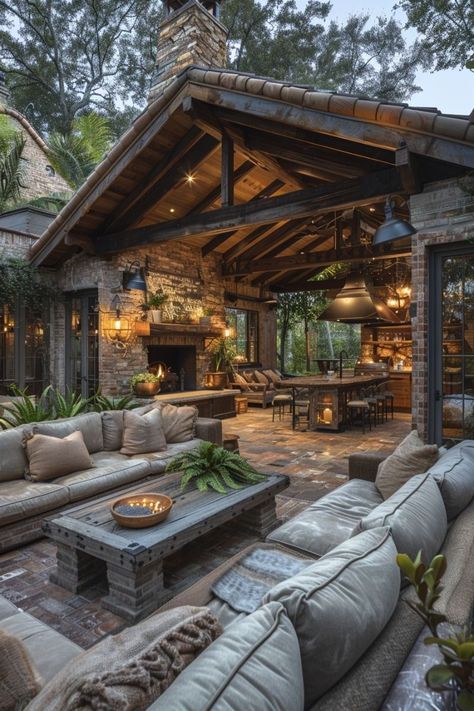 Outdoor Patio Designs, Backyard Fireplace, Backyard Pavilion, Dream Life House, Landscaping Garden, Barn Style House, Outdoor Decor Backyard, Dream Backyard, Dream House Interior