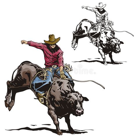 Western illustration series. Vector illustration of a rodeo cowboy riding a bull , #AFFILIATE, #Vector, #rodeo, #series, #Western, #illustration #ad Western Illustration, Gesture Drawing Poses, Illustration Series, Bucking Bronco, Truck Bumpers, Bull Riders, Rodeo Cowboy, A Bull, Bull Riding