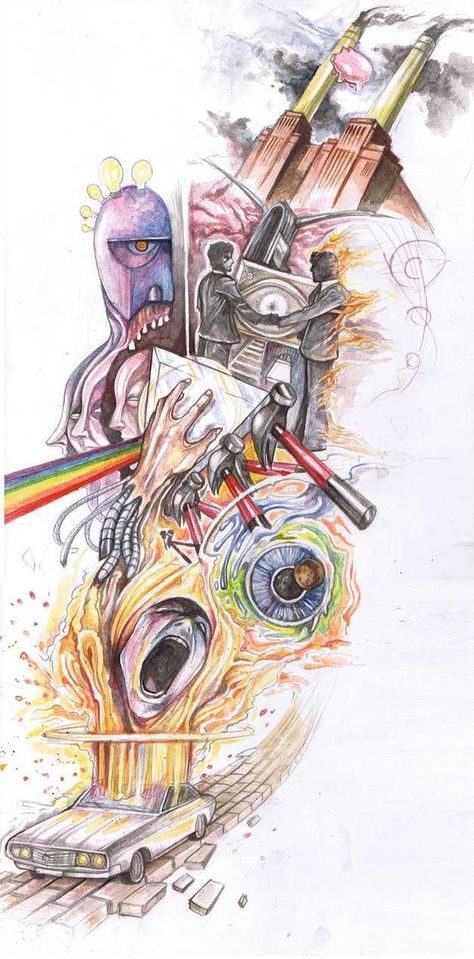 Imgur Post - Imgur Pink Floyd Fan Art, Pink Floyd Wallpaper, Pink Floyd Tattoo, Pink Floyd Albums, Pink Floyd Fan, Pink Floyd Art, Rock History, Sick Tattoo, Psy Art