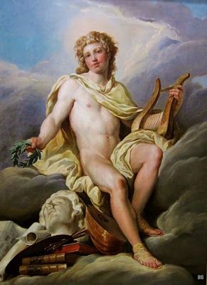 : Nicolas Bernard Lepicie. French. (1735-1784). - Apollo Protector of the Arts. 1772. Apollo Aesthetic, Apollo Greek, Classical Paintings, Son Of Zeus, Greek And Roman Mythology, Philadelphia Museum Of Art, Arte Obscura, Classic Paintings, Greek Art