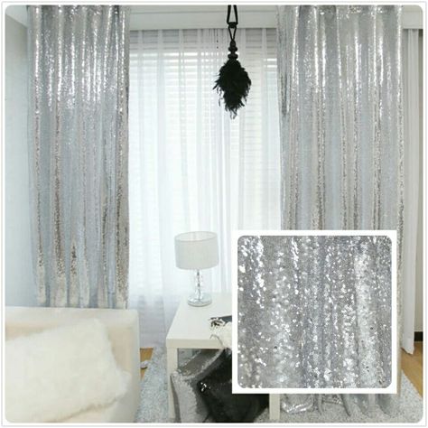 Glitter Bedroom, Sequin Curtains, Boho Wedding Backdrop, Silver Curtains, Sequin Backdrop, Curtain Backdrops, Fabric Photography, Glam Room, Fashion Decoration