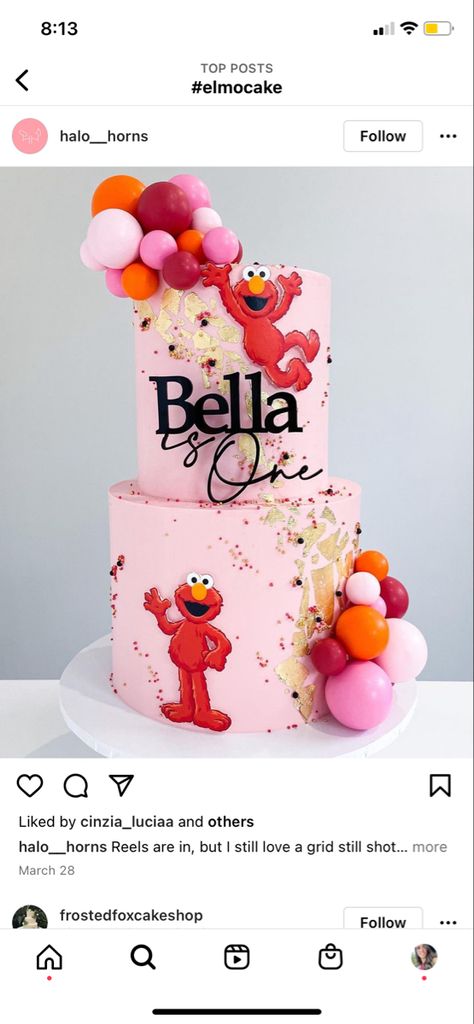 Girly Elmo Birthday Cake, Pink And Red Elmo Party, Abby Elmo Birthday Party, Elmo Birthday Party Girl Cake, Elmo Birthday Cake 1st, Sesame Street Birthday Party Ideas 1st Girl, Sesame Street 1st Birthday Party Girl, Elmo Birthday Cake Girl, Elmo Birthday Party Girl 2nd