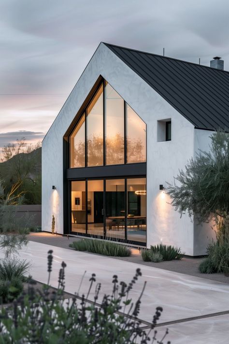 Desert Home Exterior, Scandinavian House Exterior, Limestone House, Innovative Design Ideas, Modern Southwestern, Farmhouse Pictures, Gable House, A Frame House Plans, House Design Exterior