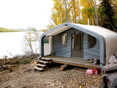 Camping House, Fabric Buildings, Portable Cabins, Tent Living, Yellowstone Camping, Small Log Cabin, Tiny Houses For Rent, Cabin Tiny House, Cabin Tent