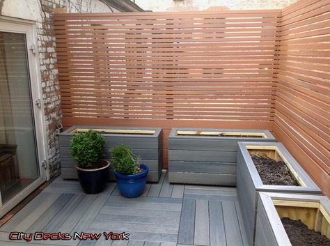 Deck Planters, Fence Planters, Composite Decking Boards, Decking Area, Contemporary Patio, Small Courtyards, Decks Backyard, Terrace Design, Design Garden