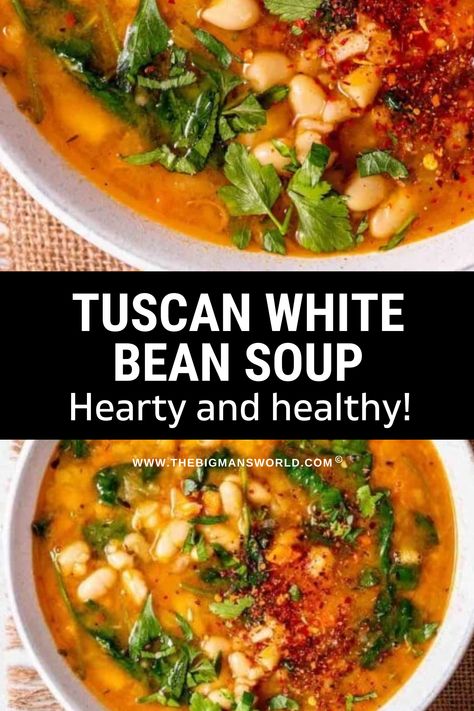 Leek And White Bean Soup, Chickpea And White Bean Soup, Tuscan White Bean Soup With Spinach, Beans Soup Recipes, Soup Restaurant, Tuscan White Bean Soup, Tuscan White Bean, Tuscan Bean Soup, Bean Dishes