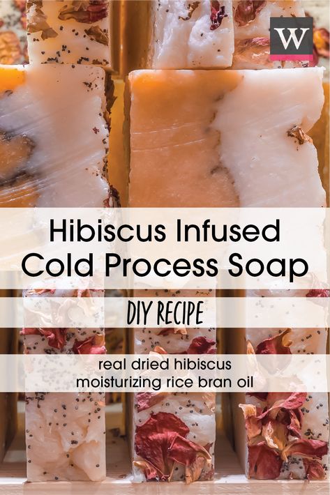 Hibiscus Soap Diy, Spring Soap Ideas, Soap Recipes Cold Process, Hibiscus Soap, Cold Press Soap Recipes, Feeling Peace, Goat Milk Soap Recipe, Goat Soap, Cold Process Soap Designs