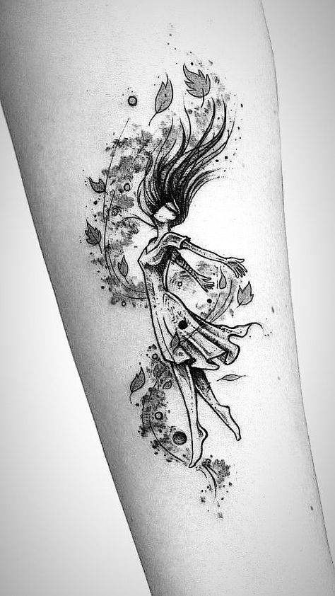 Dancing Tattoos For Women, Whimsy Tattoo Ideas, Phoenix Tattoo Design For Women, Change Tattoo Ideas, Fairytale Tattoo Ideas, Empowerment Tattoo, Change Tattoo, Self-love Tattoo Ideas, Empowering Tattoos